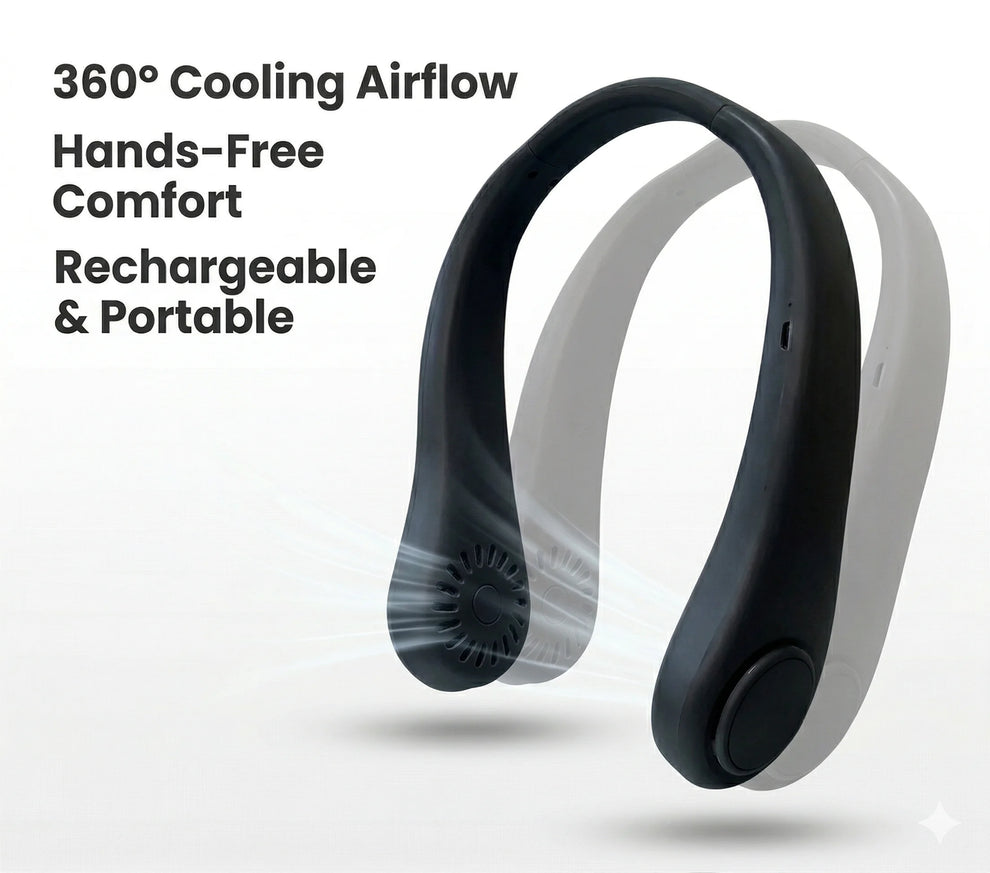 NeckFan™ – Wearable Neck Fan | Soft Airflow | Outdoor & Travel Cooling