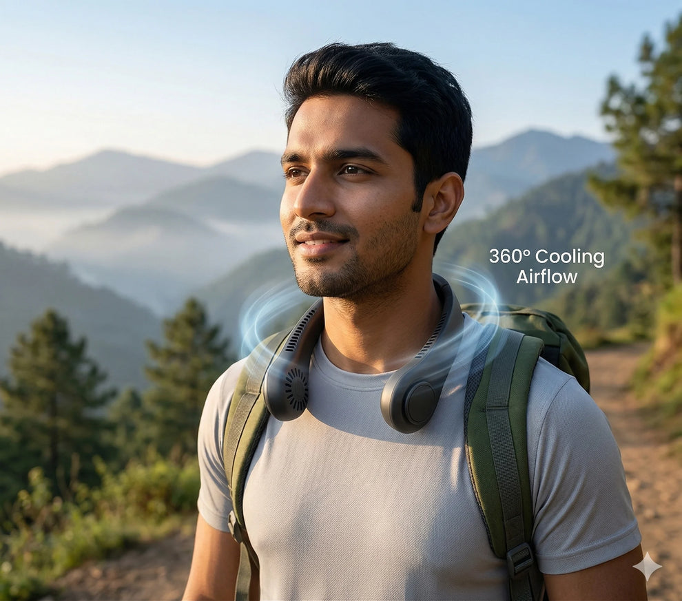NeckFan™ – Wearable Neck Fan | Soft Airflow | Outdoor & Travel Cooling